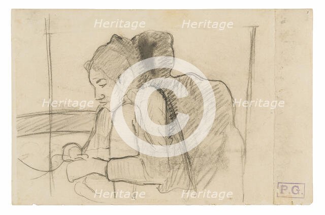 Seated Tahitian Woman (recto), Sketches of Roosters and Chickens (verso), 1891/93. Creator: Paul Gauguin.