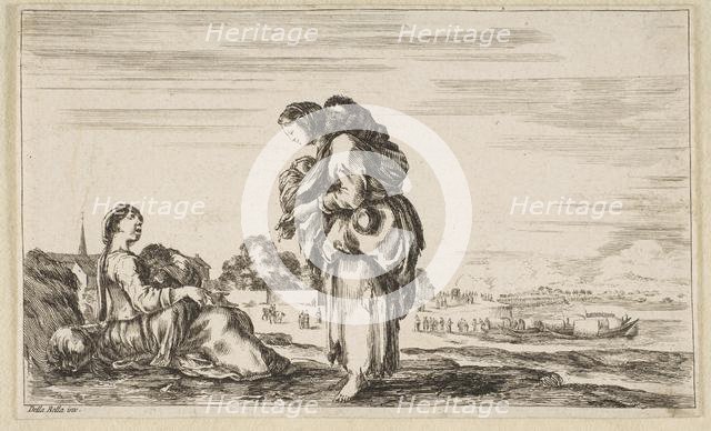 A woman seated to left holding a child, facing right in profile, conversing with a standin..., 1649. Creator: Attributed to Stefano della Bella (Italian, Florence 1610-1664 Florence).