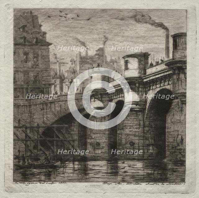 Etchings of Paris: The New Bridge, 1853. Creator: Charles Meryon (French, 1821-1868).
