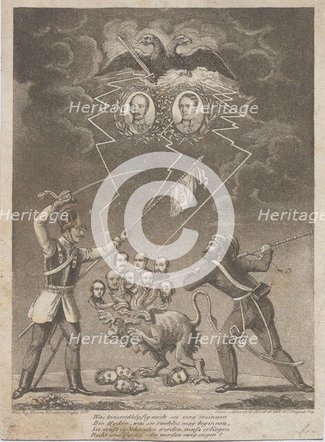 Allegory of the suppression of the Hungarian Revolution in 1849, 1849. Creator: Mansfeld, Heinrich (1785-1866).