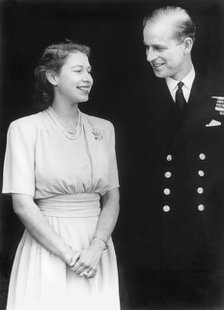 Princess Elizabeth and Prince Philip announce their engagement, 1947. Artist: Unknown