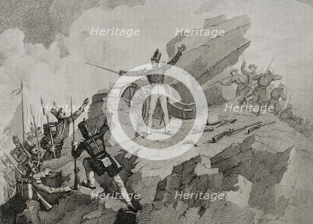 First Carlist War, (1833-1840):  Attack of Agurdin, 6 January 1834, (1842).  Creator: Manuel Miranda.