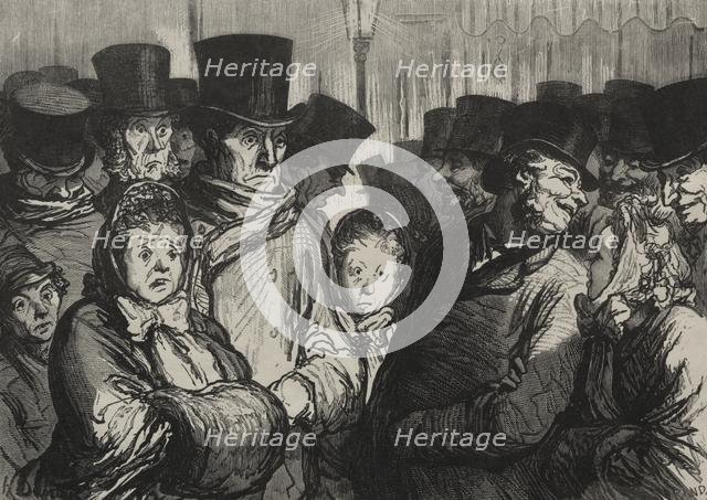 Les théâtres: sortant du drame et sortant des funambules. Creator: Honoré Daumier (French, 1808-1879).
