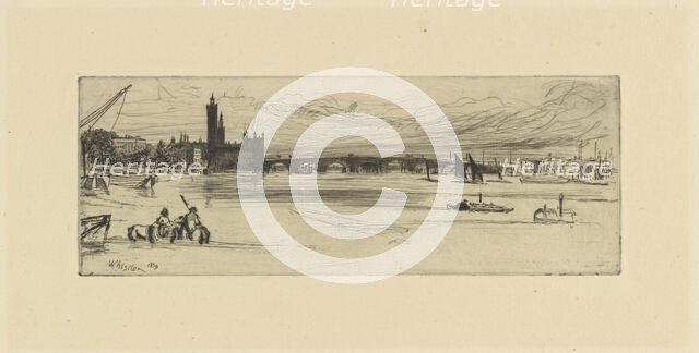 Old Westminster Bridge, 1859. Creator: James Abbott McNeill Whistler.