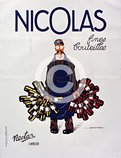 Nicolas fines bouteilles , 1940s. Creator: Dransy, Jules Isnard (1883-1945).