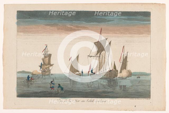 Seascape with ships and boats at sunset, 1745-1775. Creator: Unknown.