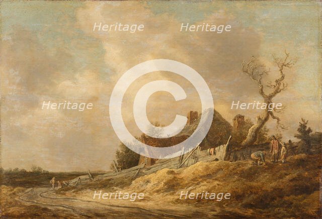 Dirt Road with Farmhouse and Board Fence, 1629. Creator: Jan van Goyen.