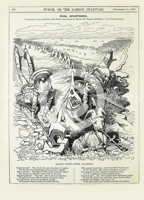 Rival sportsmen. "I say now, as I have said before, that there is room enough..., 1878. Creator: Sambourne, Edward Linley (1844-1910).