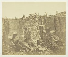 Interior of the (Russian) Barrack Battery, Showing Mantelets, 1855. Creator: James Robertson.