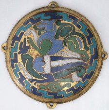Combat Between Dragon and Dog (one of five medallions from a coffret), French, ca. 1110-30. Creator: Unknown.