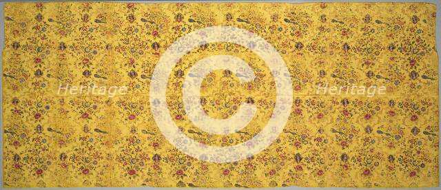 Wall cover with flora, peacocks, and portrait medallions, 1800s. Creator: Unknown.