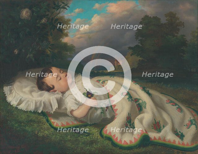 Child in the countryside, 1860. Creator: Frantisek Klimkovic.