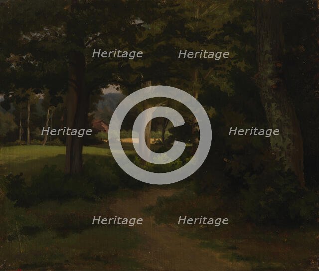 Forest path, landscape exercise, 1856. Creator: Werner Holmberg.