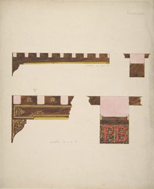 Designs for the painted decoration of ceiling timbers monogrammed "PB", second half 19th century. Creators: Jules-Edmond-Charles Lachaise, Eugène-Pierre Gourdet.