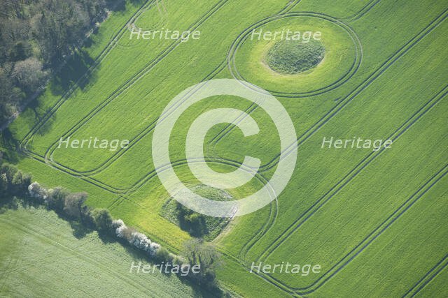 Two bowl barrows showing as earthworks on North Hill, Winterbourne Steepleton, Dorset, 2015. Creator: Historic England.