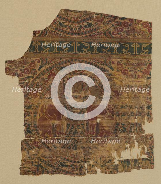 Lampas with lion strangler, from a dalmatic of Saint Bernard Calvo, 1200-1243. Creator: Unknown.