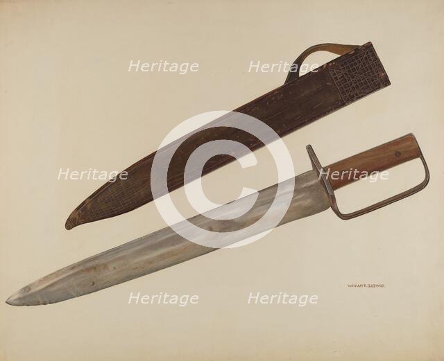 Trench Knife and Sheath, c. 1941. Creator: William Ludwig.