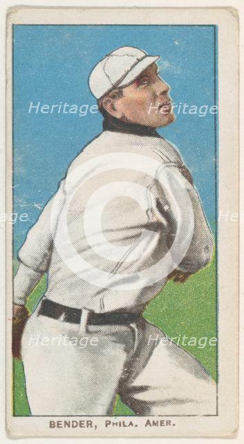 Bender, Philadelphia, American League, from the White Border series (T206) for the Amer..., 1909-11. Creator: American Tobacco Company.