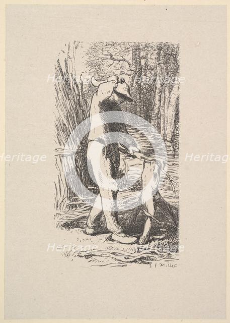 Woodcutter Making a Faggot, 1853. Creator: Jacques-Adrien Lavieille.