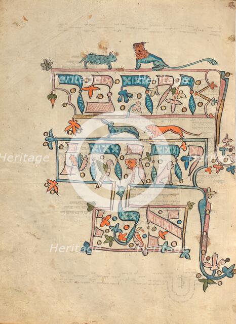 Decorated Text Page; Rothschild Pentateuch, 1296. Creators: Unknown, Elijah ben Meshallum.