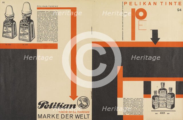 Merz 11 Pelican Ink advertisement, 1924. Creator: Schwitters, Kurt (1887-1948).