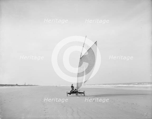 Sailing on the beach, Ormond, Fla., between 1900 and 1910. Creator: Unknown.