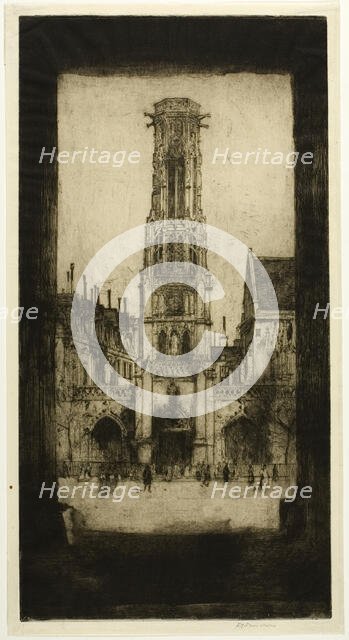 Saint Germain l'Auxerrois, plate two from the Paris Set, 1904. Creator: David Young Cameron.
