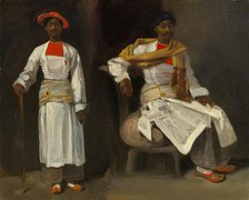 Two Studies of an Indian from Calcutta, Seated and Standing, c. 1823/1824. Creator: Eugene Delacroix.