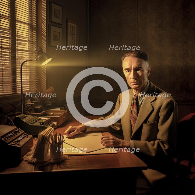 AI IMAGE - Portrait of  J. Robert Oppenheimer, 1950s, (2023).  Creator: Heritage Images.