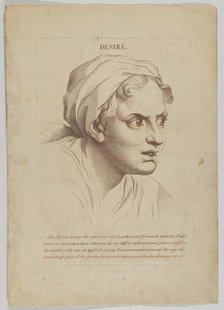Desire (from Heads Representing the Various Passions of the Soul; as they are Expressed in..., 1765. Creator: Anon.