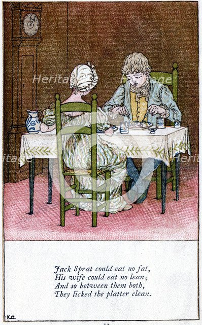 Illustration for 'Jack Sprat could eat no fat', Kate Greenaway (1846-1901). Artist: Catherine Greenaway