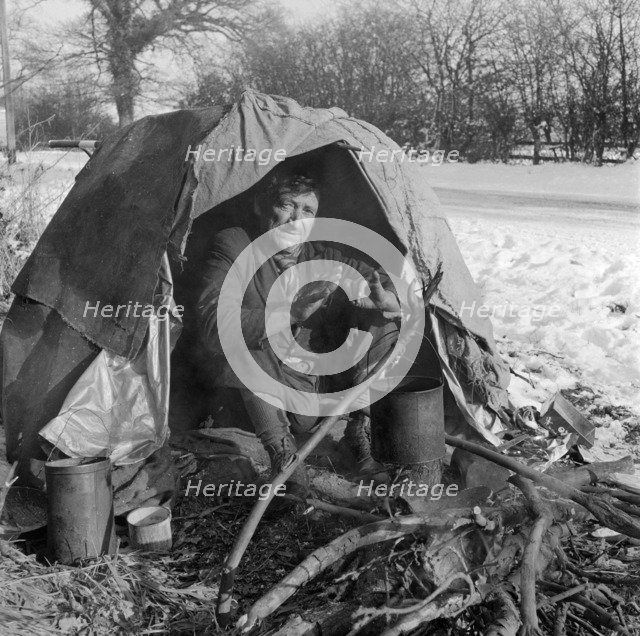 Makeshift shelter, Great Missenden, Buckinghamshire, c1946-c1959. Artist: John Gay