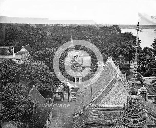Bangkok, Siam (Thailand): the view towards Thonburi from high up on Wat Arun, 1865/1866. Creator: John Thomson.