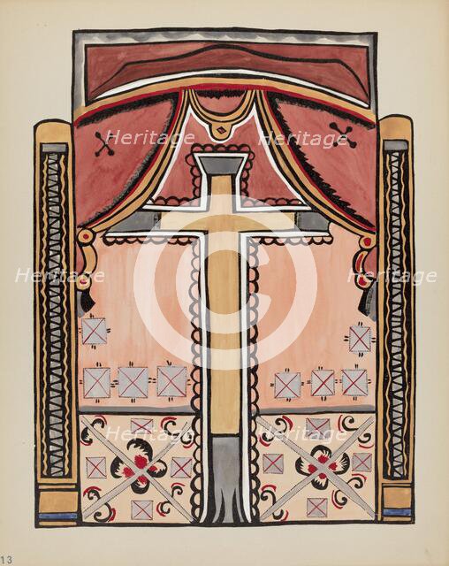 Plate 13: Design with Cross, Chimayo: From Portfolio "Spanish Colonial Designs of New Mexico", 1935/ Creator: Unknown.