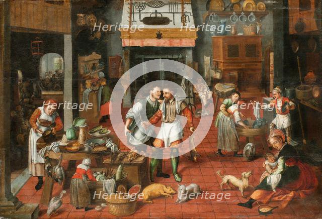 Kitchen interior, c. 1565. Creator: Cleve, Marten van, the Elder (1527-1581).