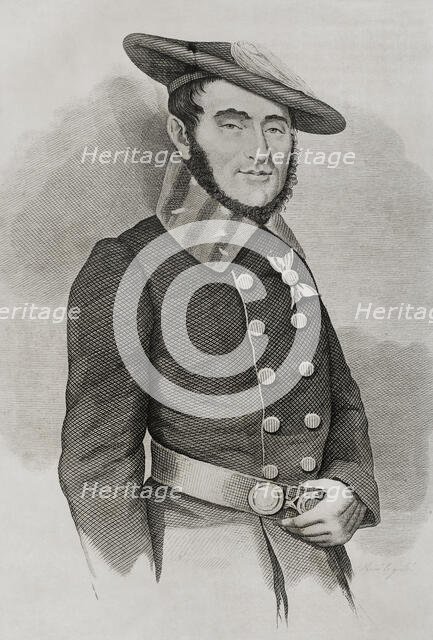 Louis Xavier Auguet de Saint-Sylvain, Baron de los Valles, (1796-1857), French military..., 1842.  Creator: Pedro Celestino Mare.