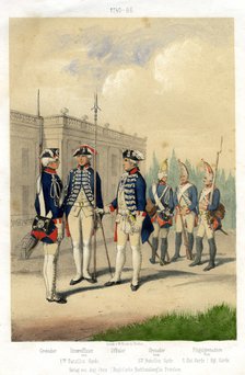 German military uniforms, 1740-1786 (19th century).Artist: W Korn
