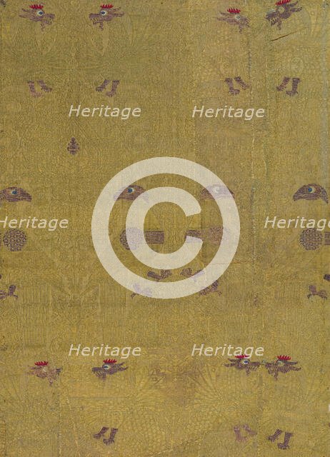 Textile, Birds, Dragon, and Palmette Motives, Italian, 13th-14th century. Creator: Unknown.