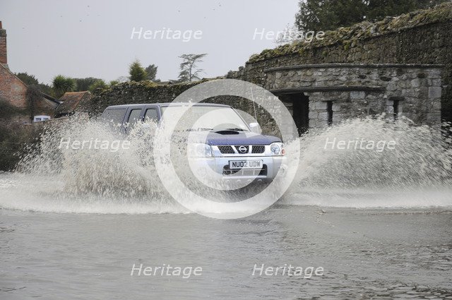 Nissan Pick up truck on Flooded road at Beaulieu 2008. Artist: Unknown.