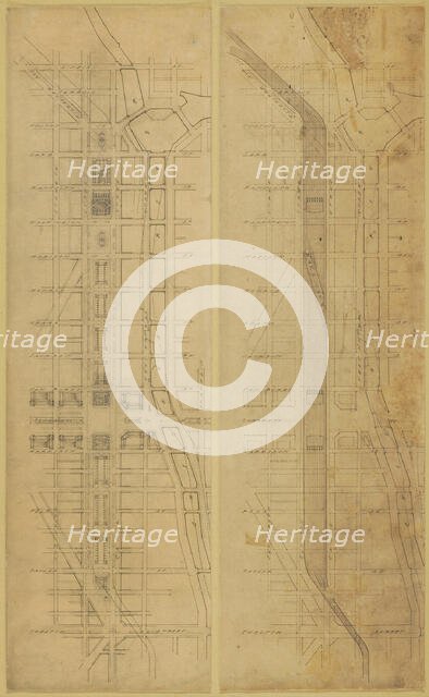 Plate 78 (2 Drawings) from The Plan of Chicago, 1909: Suggested Location and Arrangement of the... Creator: Daniel Burnham.