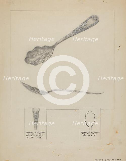 Silver Sugar Spoon, c. 1936. Creator: Francis Law Durand.