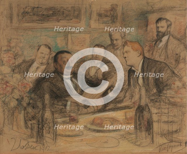 Konstantin Korovin's name day party, 1912. Artist: Pasternak, Leonid Osipovich (1862-1945)