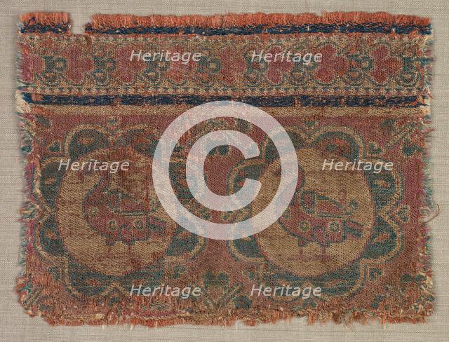 Silk fragment with roundels of ducks, 600s. Creator: Unknown.
