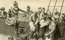 'Captain Cook Presenting Pigs and Fowls to the Maoris', (1902).  Creator: C. Howard.