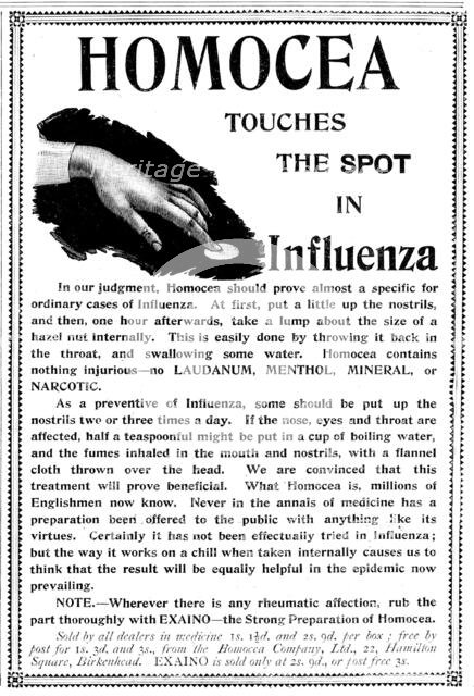 Advertisement for Homocea, 1895. Creator: Unknown.
