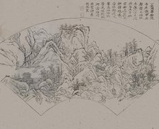 Landscape after Fan Kuan (active ca. 990-1030), from the Mustard Seed Garde..., First edition, 1679. Creator: Wang Gai.