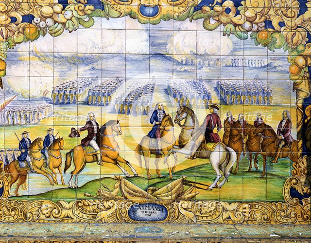 Battle of Almansa in 1707, tile panel located in the Plaza of Spain in Seville.