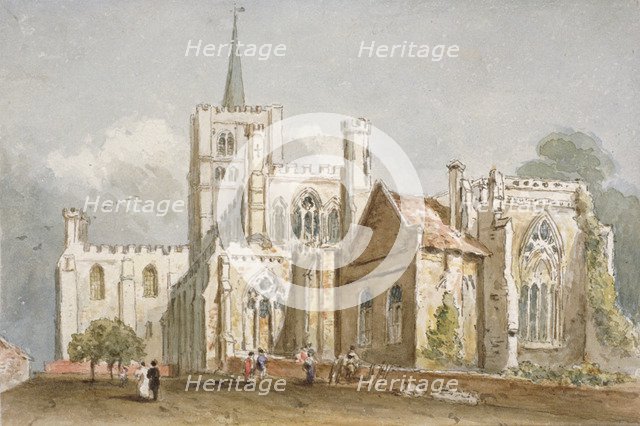 St Albans Cathedral, Hertfordshire, c1830. Artist: Anon