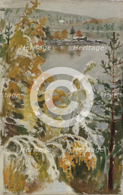 Autumn Landscape, First Snow, 1897. Creator: Akseli Gallen-Kallela.