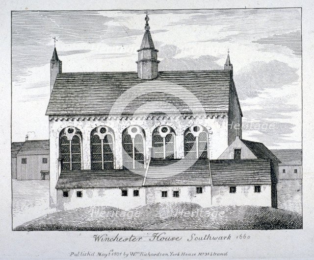 The Bishop of Winchester's palace, Winchester House, Southwark, London, 1801.  Artist: Anon